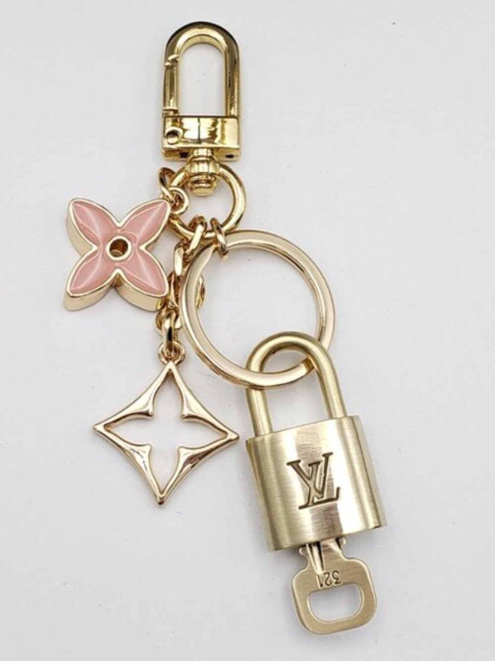 Authentic Louis Vuitton Gold Lock 🔒 Keychain Bag Unbranded Flower Charm LV - Picture 10 of 11